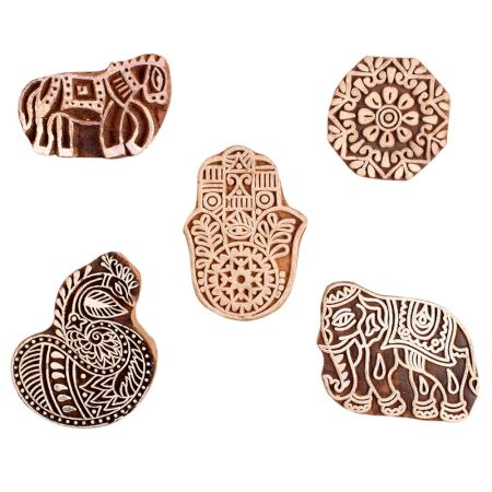 Set of 5 Piece New Mix Wooden Printing Block